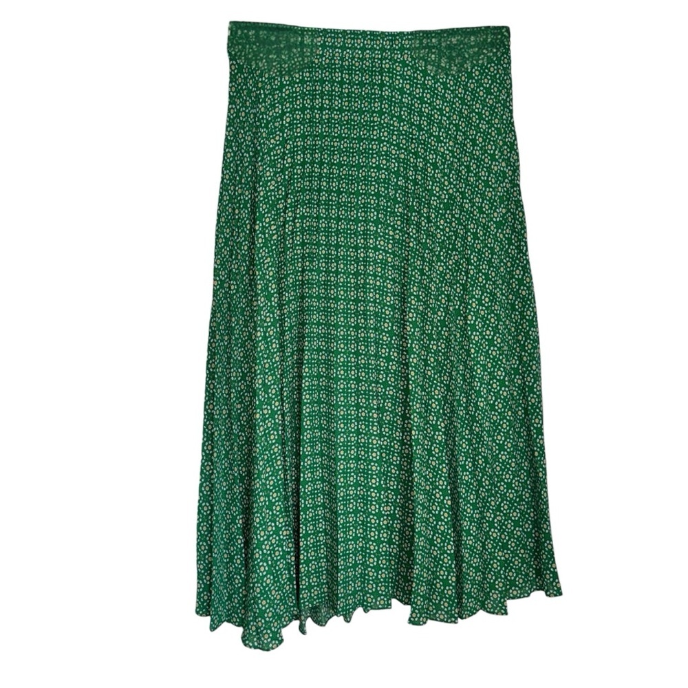 Max Studio Green Floral Patterned Pleated Midi Skirt with Elastic Waist size XL